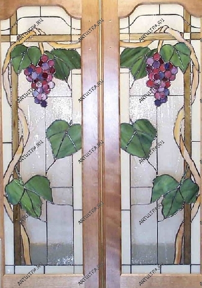 Цветное стекло для двери - виноград